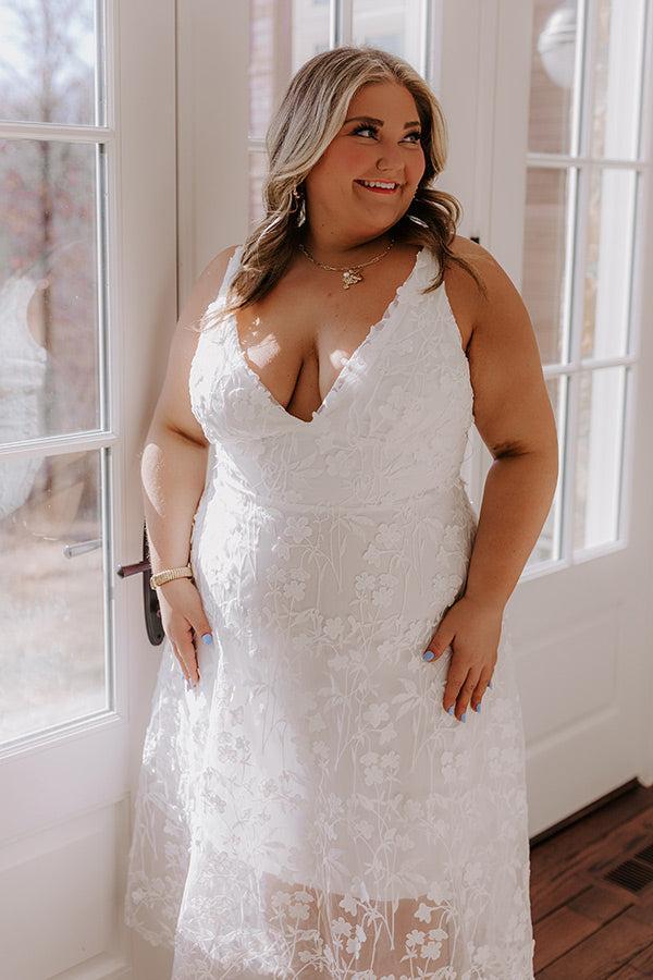Romantic Moment Embroidered Midi Dress in White Curves Product Image