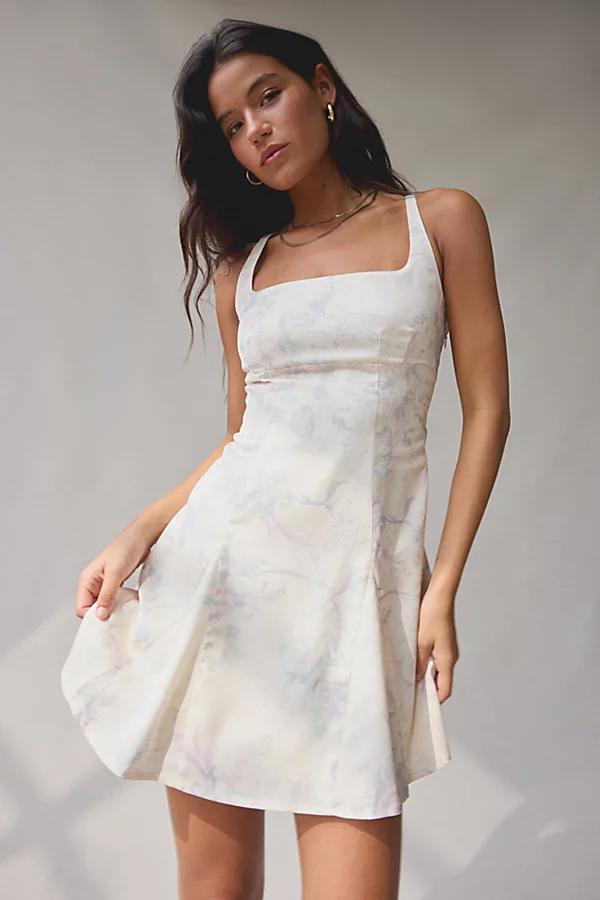Urban Outfitters UO Liv Satin Fit-And-Flare Keyhole Open Back Mini Dress Womens at Urban Outfitters Product Image