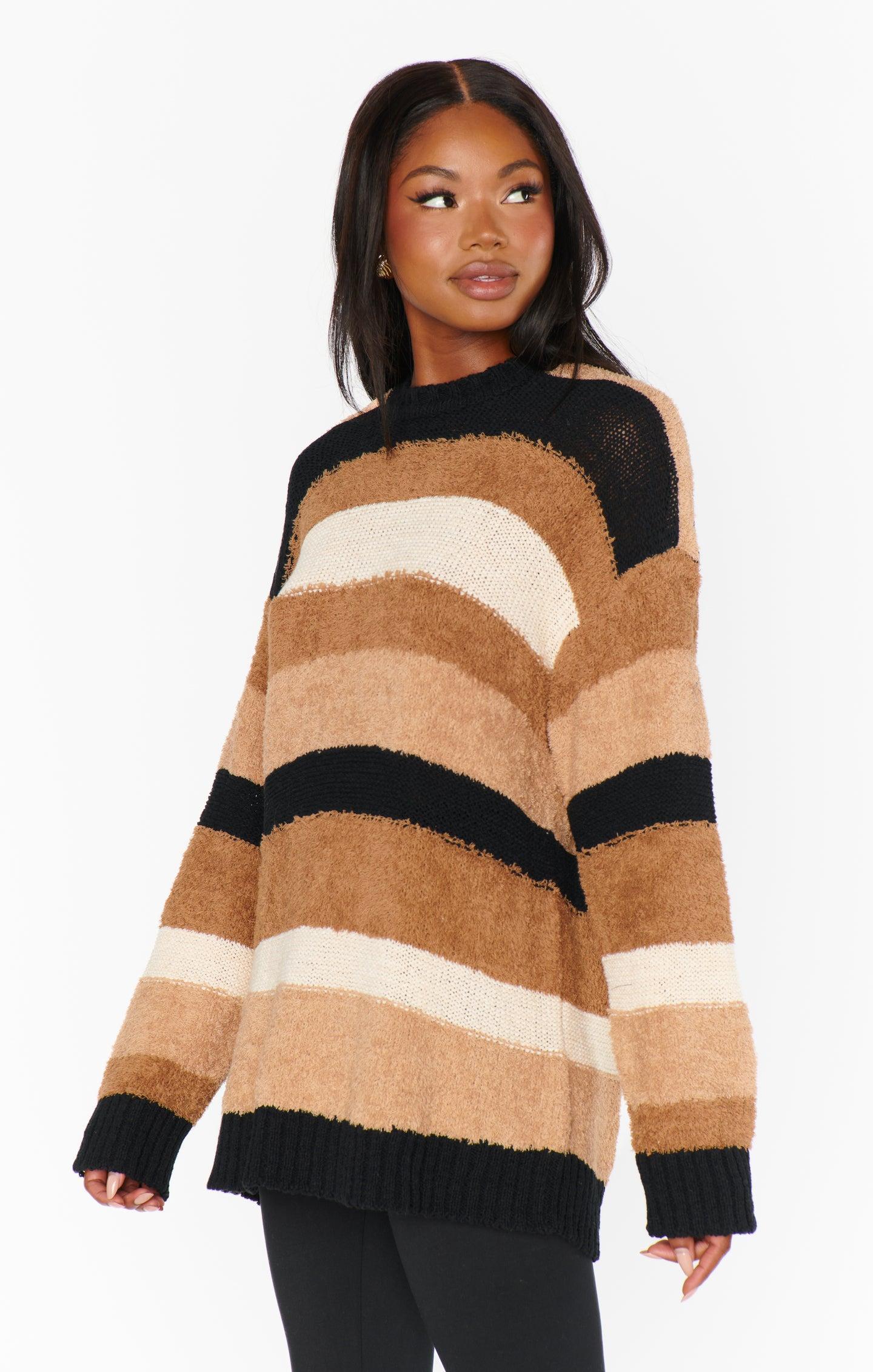 Timothy Tunic Sweater ~ Neutral Multi Stripe Knit Product Image