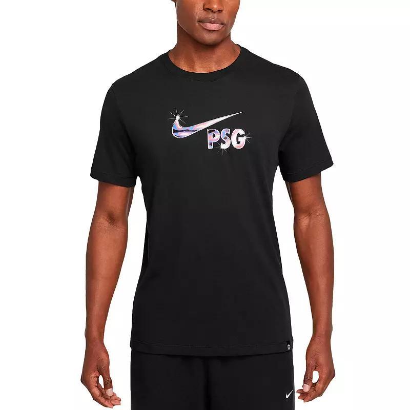 Men's Nike Black Paris Saint-Germain Swoosh T-Shirt, Size: Medium, Psg Black Product Image