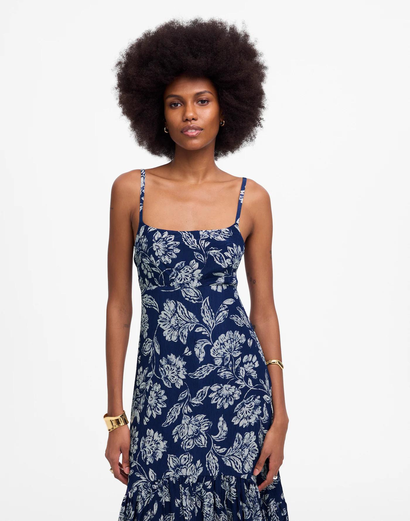Textured Maxi Slip Dress in Floral Product Image