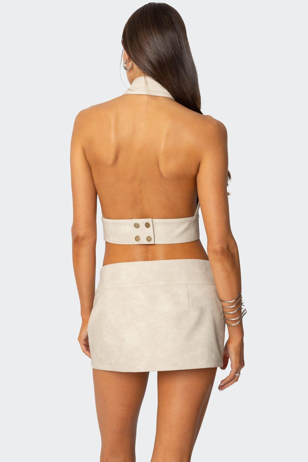 Karly Faux Leather Mini Skort Product Image