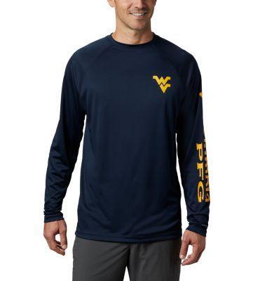 Men's Columbia Navy West Virginia Mountaineers Big & Tall Terminal Tackle Long Sleeve Omni-Shade T-Shirt, Size: XLT, Blue Product Image