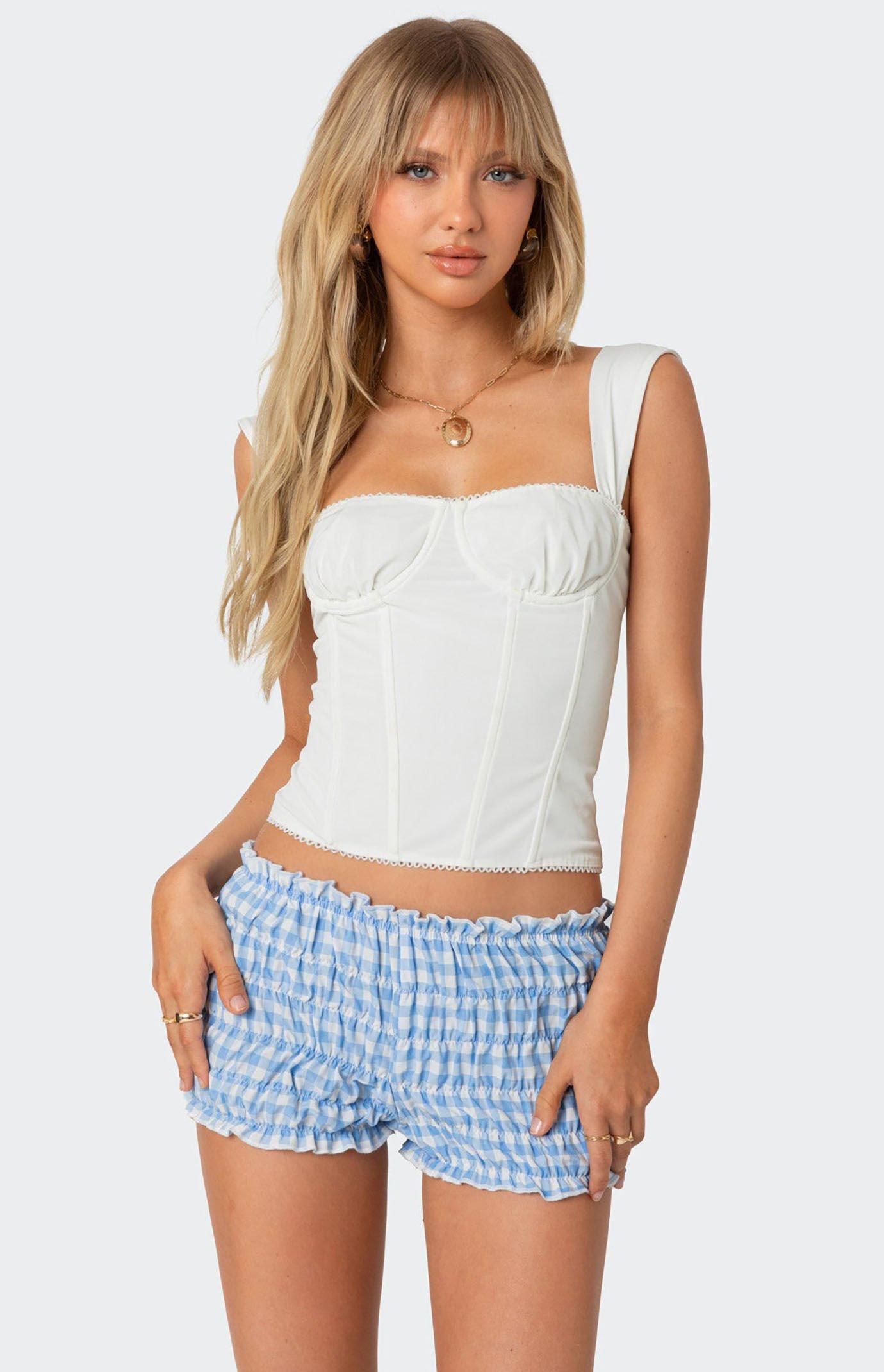 Edikted Women's Marcella Wide Strap Mesh Corset Product Image