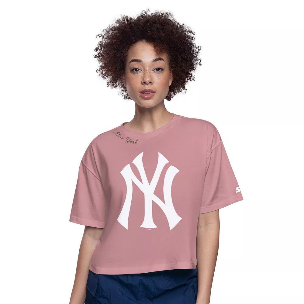Womens Starter New York Yankees Play the Ball Boxy Cropped T-Shirt Product Image