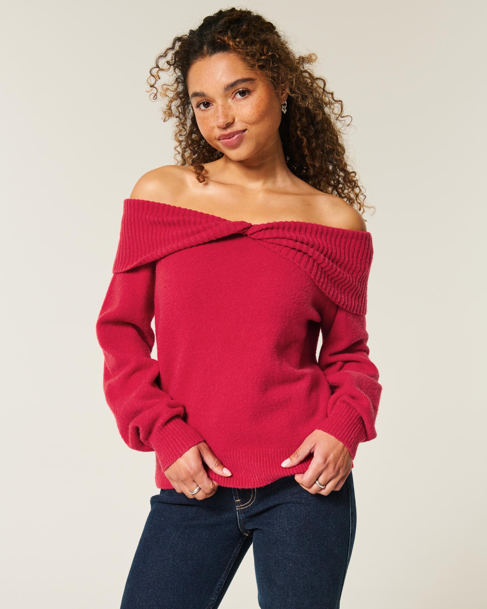 Hollister Comfy Cloud Off-the-Shoulder Twist Sweater Product Image