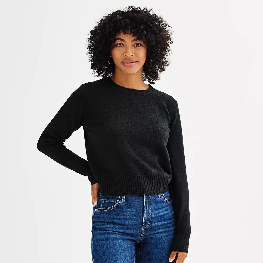 Women's Sonoma Goods For Life® Crewneck Sweater, Size: Small, Pitch Black Product Image