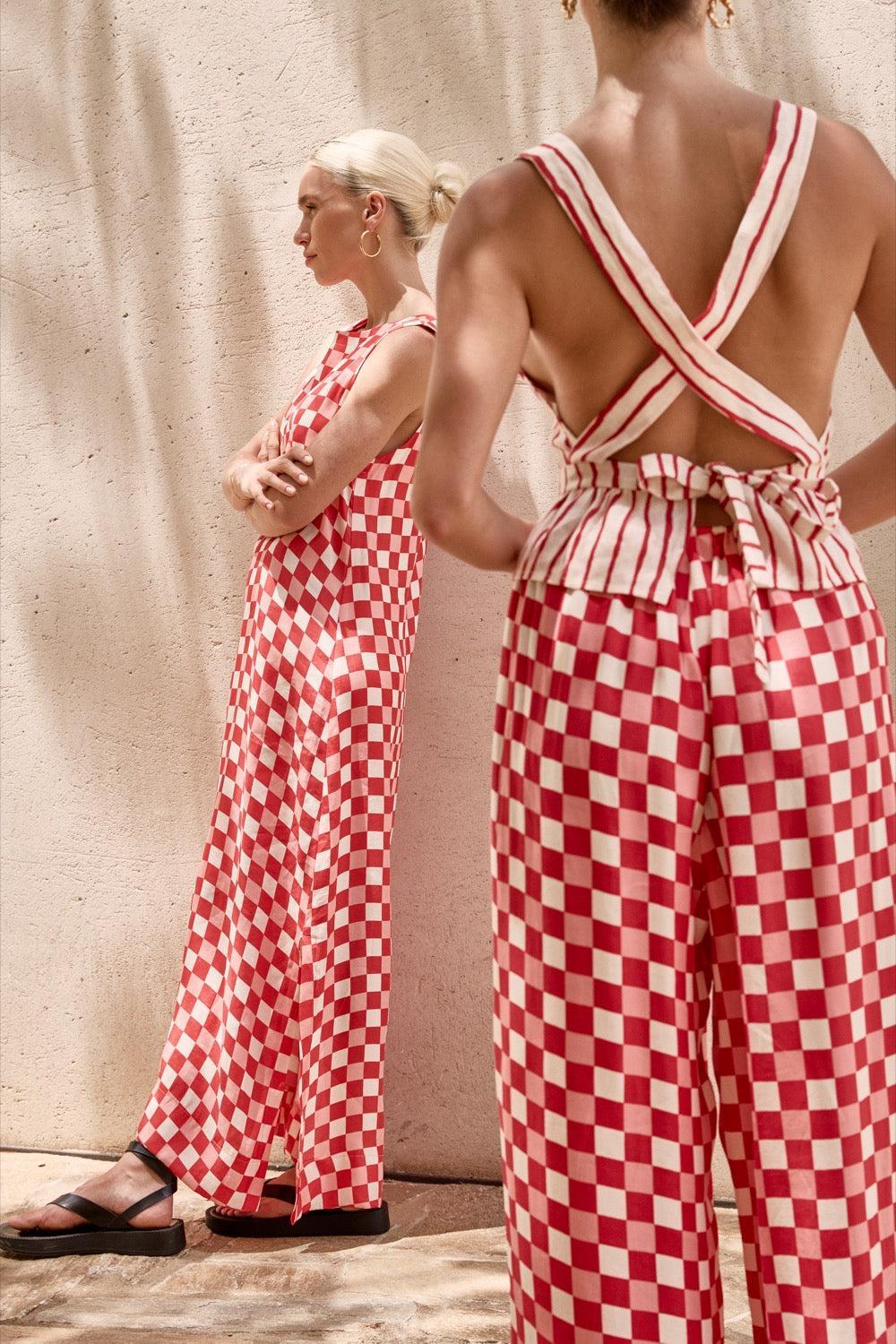 Sacha Smock Midi Dress Check Product Image