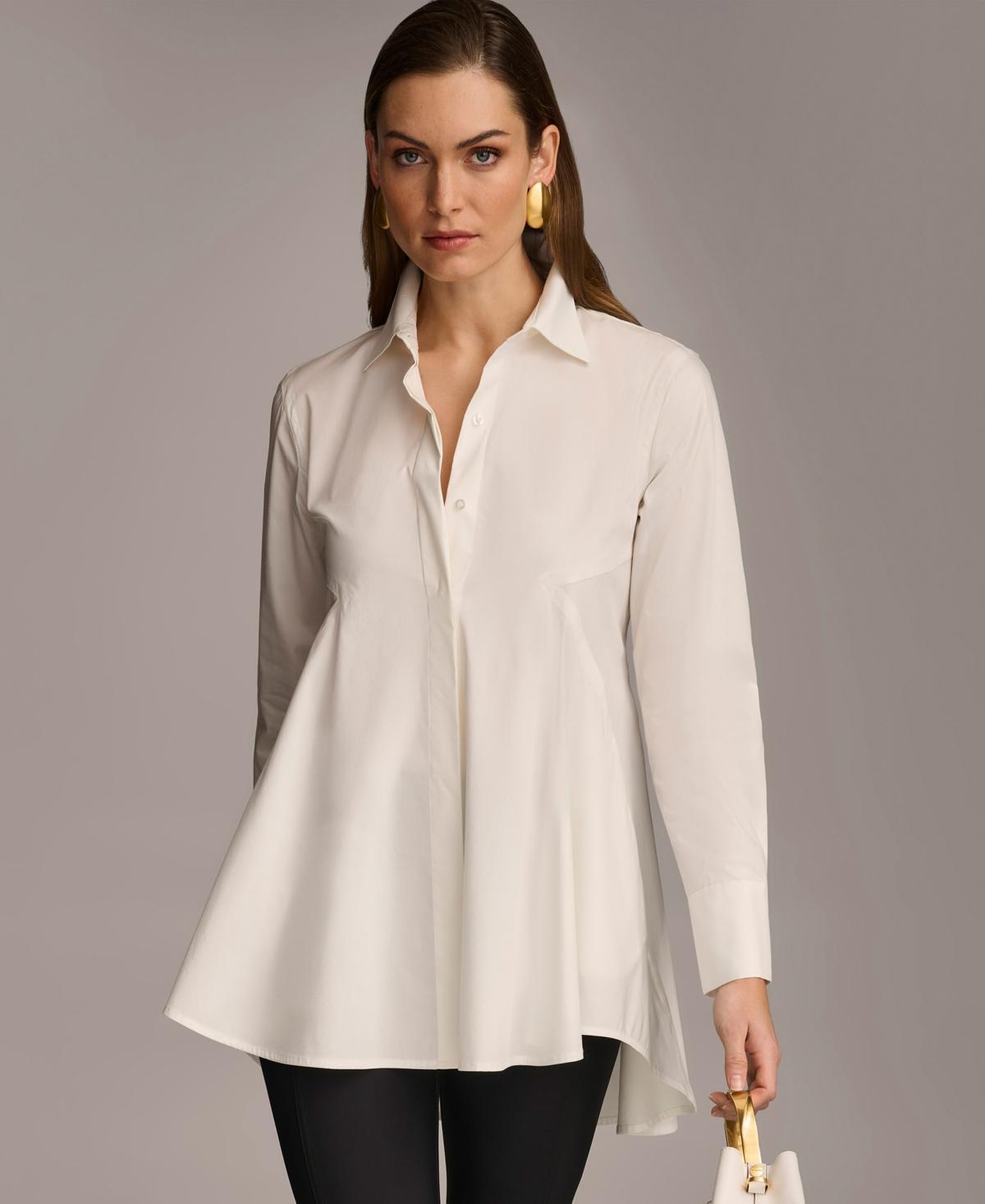 Donna Karan Womens A-Line Button Down Poplin Tunic Product Image