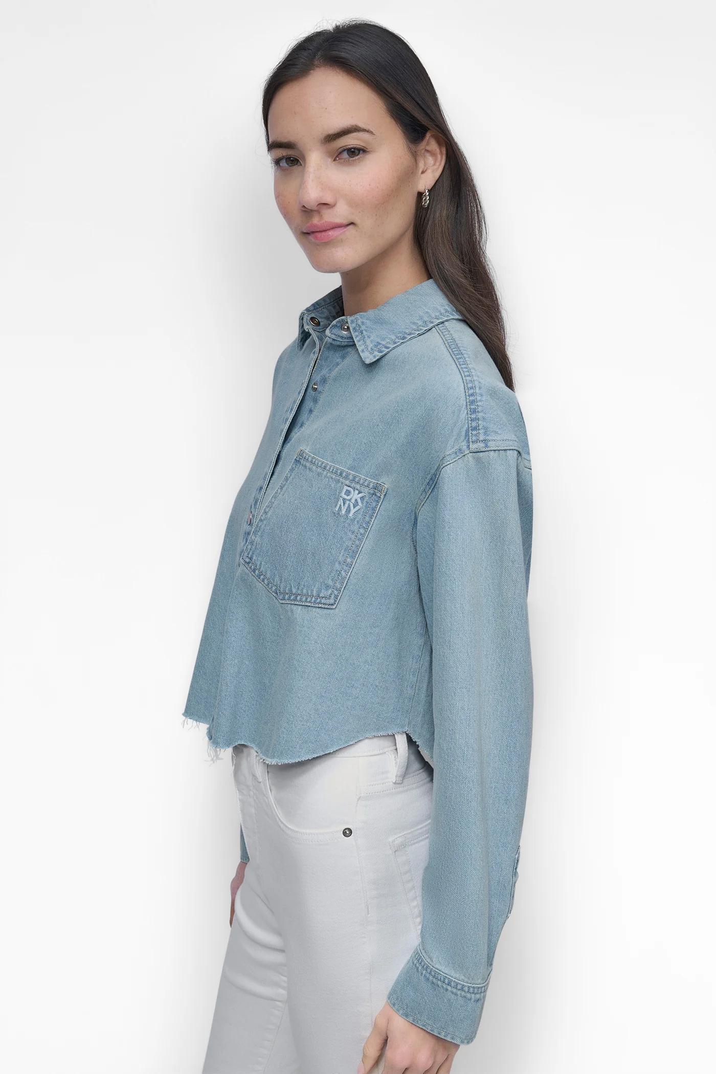 CROPPED DROP SHOULDER LOGO SHIRT Product Image