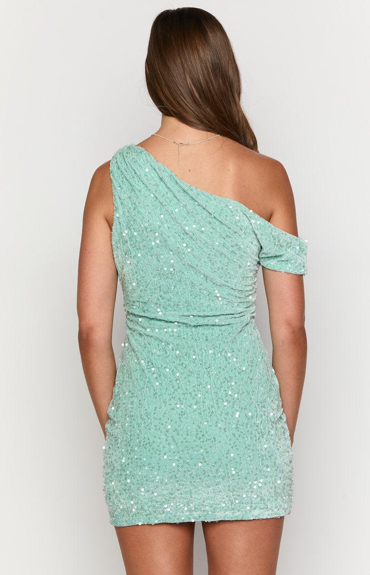 Dayton Teal Sequin Mini Dress Girls Product Image