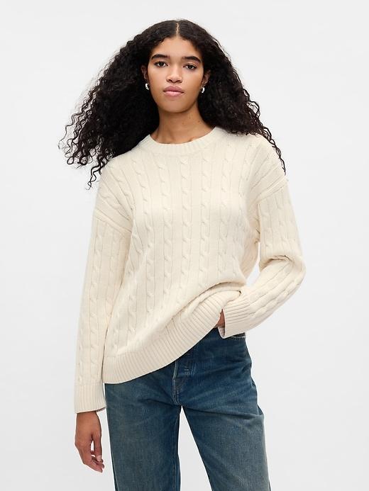 Oversized Cable-Knit Sweater Product Image