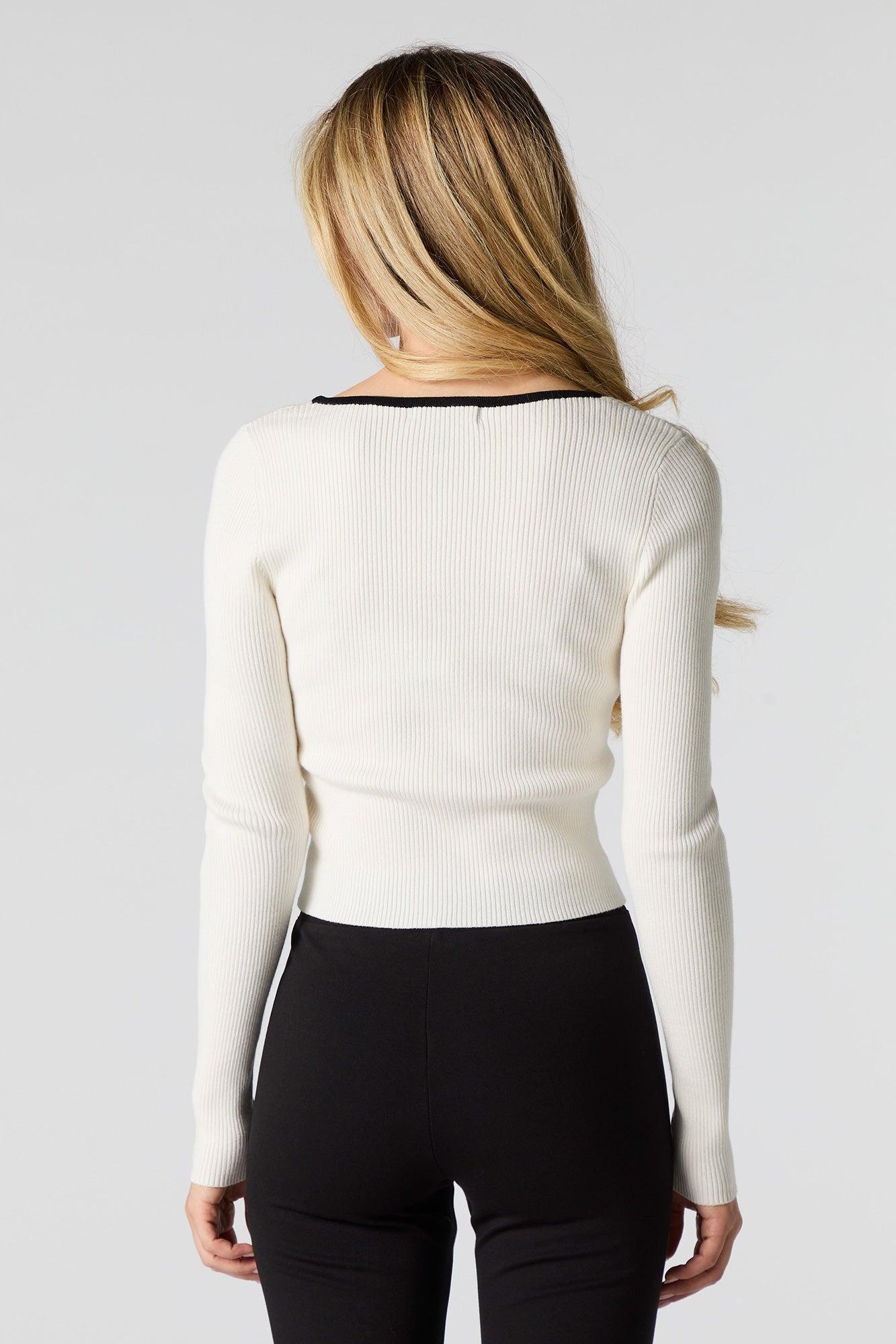 Ribbed Knit Scoop Neck Sweater Female Product Image