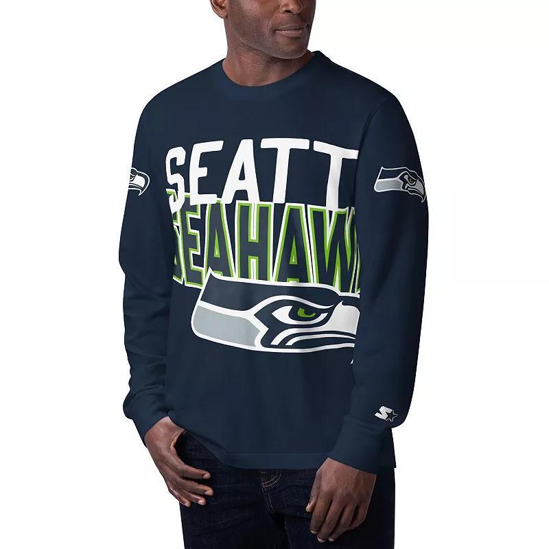 Men's Starter Navy Chicago Bears Clutch Hit Long Sleeve T-Shirt, Size: Small, Blue Product Image