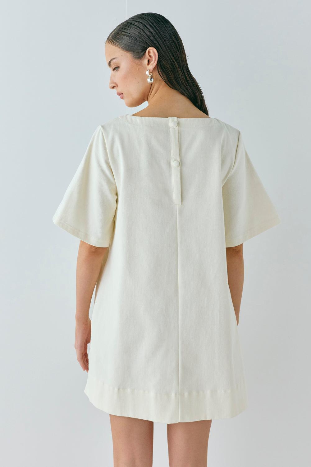 Suki Denim Mini Dress Cream Product Image