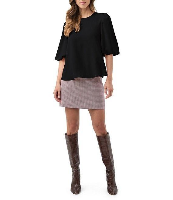 Trina Turk Magnolia Georgette Round Neck Elbow Balloon Sleeve Top Product Image