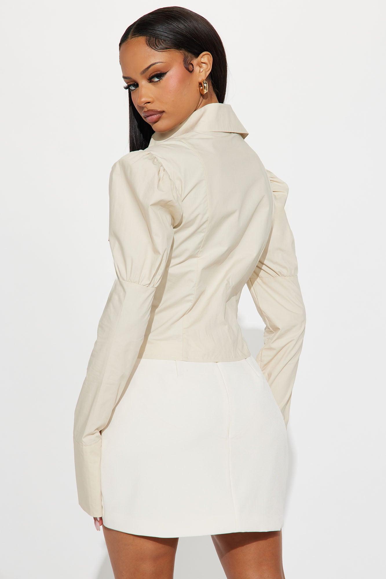 More Than You Think Lace Up Poplin Shirt - Khaki Product Image