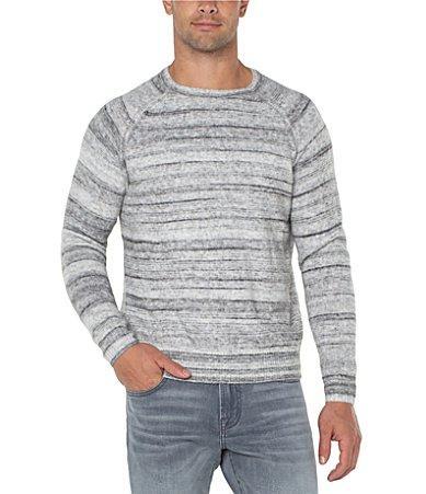 Liverpool Los Angeles Crew Neck Raglan Sweater (Grey Marble Stripe) Men's Sweater Product Image