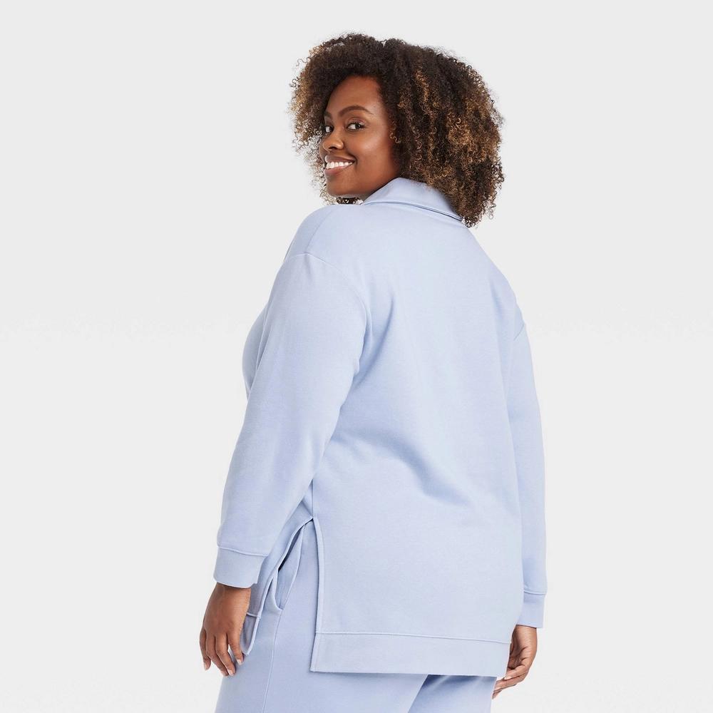 Women's Leisure Tunic Pullover Sweatshirt - Ava & Viv™ Light Blue 2X Product Image
