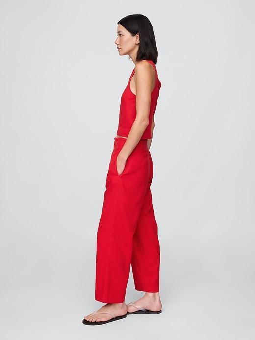 Linen-Blend Relaxed Straight Ankle Pants Product Image