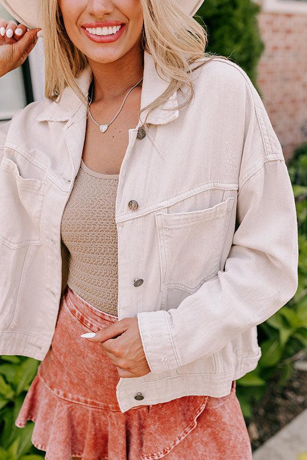Classic Charm Denim Jacket in Cream Product Image