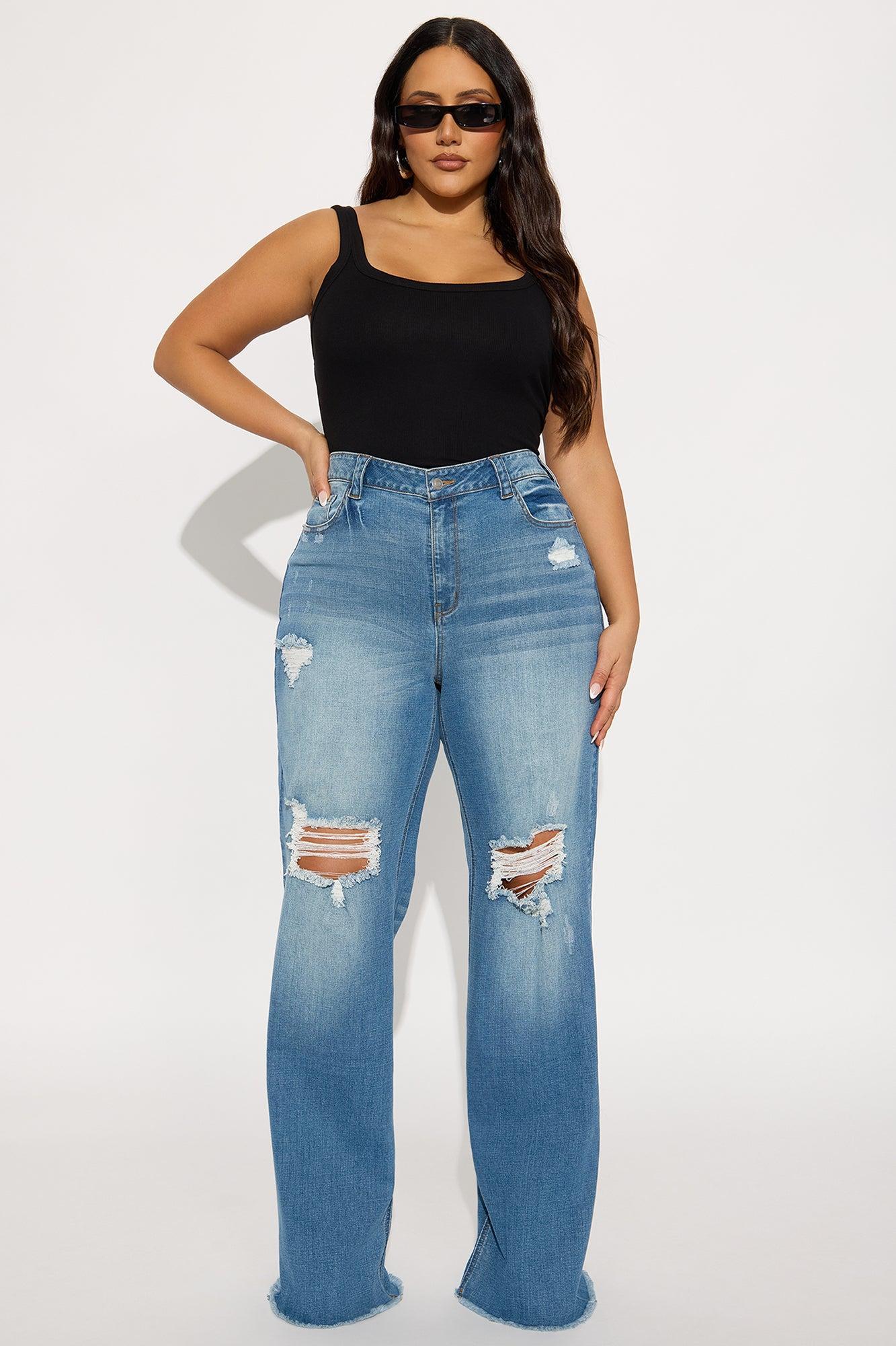 Tall Coldwater Canyon Stretch Ripped Wide Leg Jeans - Medium Wash Female Product Image