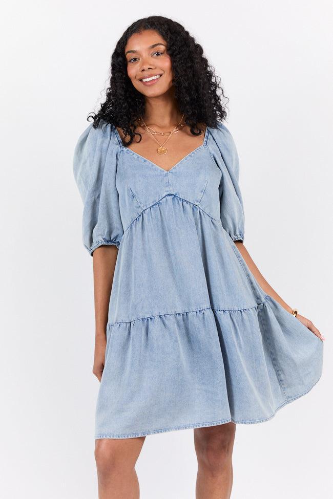 Believe Me Chambray V-neck Mini Dress DOORBUSTER Product Image