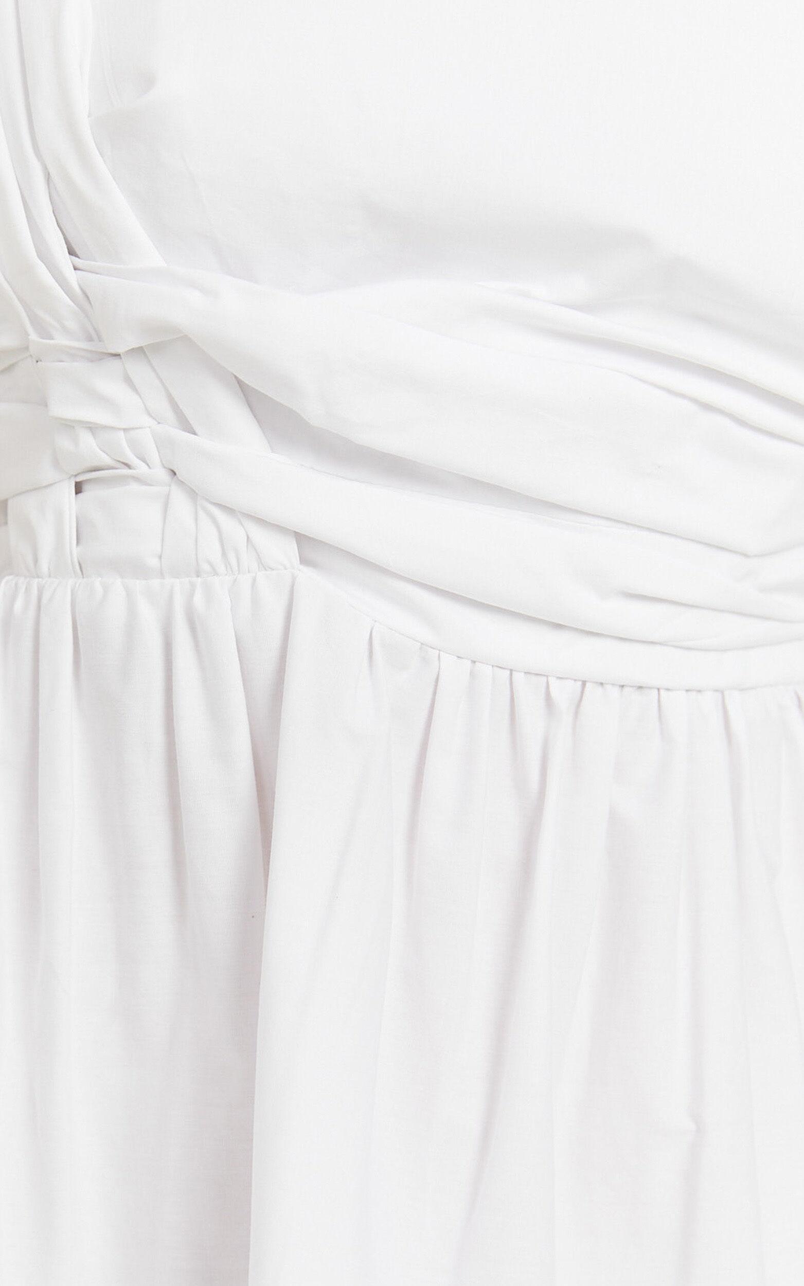 Stephanie Midi Dress - One Shoulder Tiered Midi Dress in White Product Image