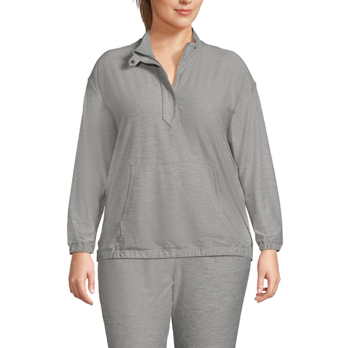 Womens Lands End Performance UPF 50 Quarter Zip Pullover Red Space Dye Product Image