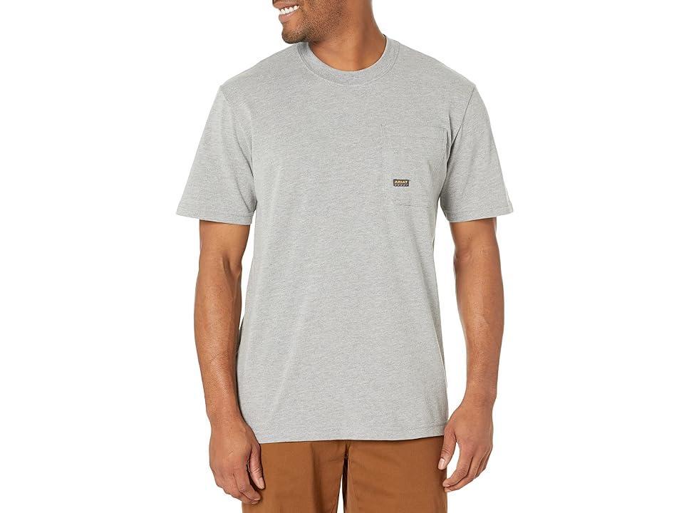 Ariat Big Tall Rebar Cotton Strong American Outdoors T-Shirt (Heather Grey) Men's Clothing Product Image