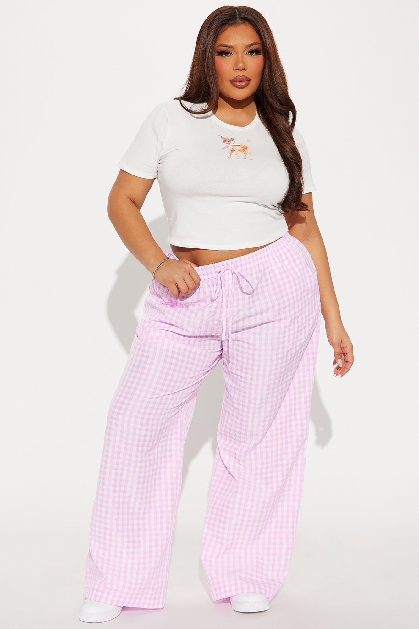 Tonia Gingham Pant - Pink Product Image