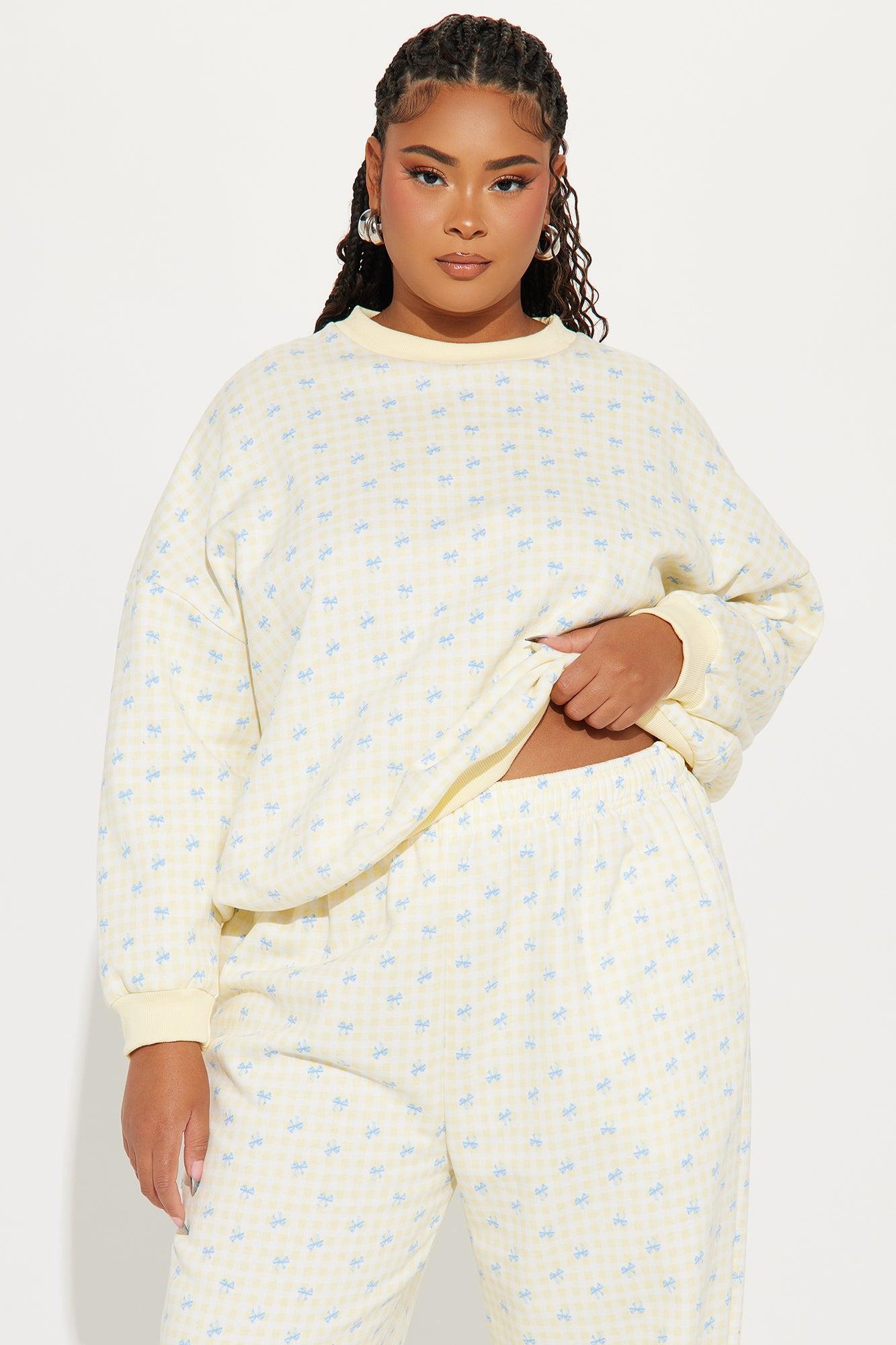 Gingham Girlie Sweatsuit Set - Yellow Product Image