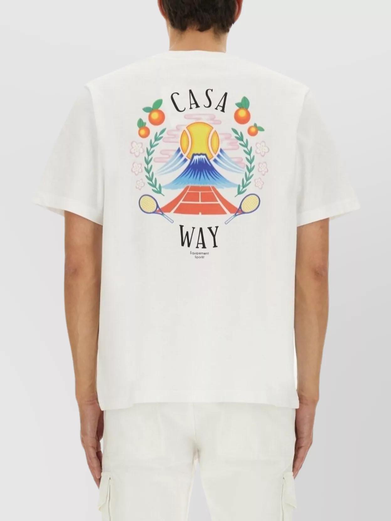 CASABLANCA T-shirt Girocollo Con Logo Sul Fronte In Cotone Bianca Uomo In Neutral Product Image