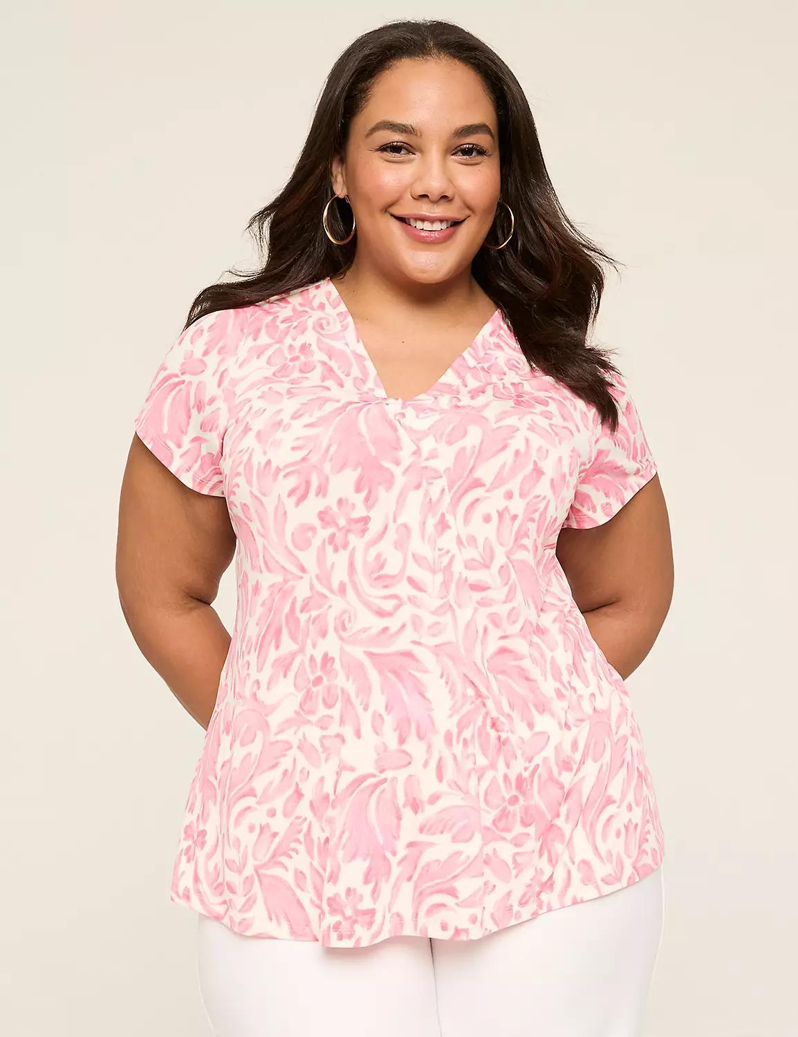 Cap-Sleeve Pleat-Front Top Product Image