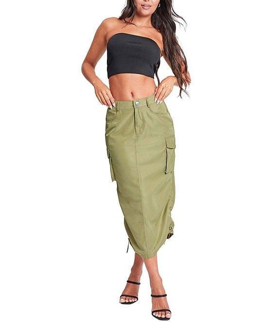 YMI Jeanswear Mid Rise Midi Cargo Skirt Product Image