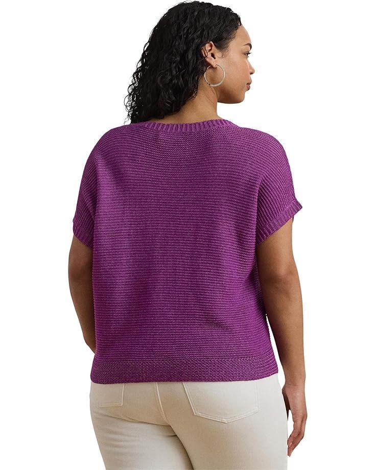 Plus Size Two-tone Short-sleeve Sweater Product Image