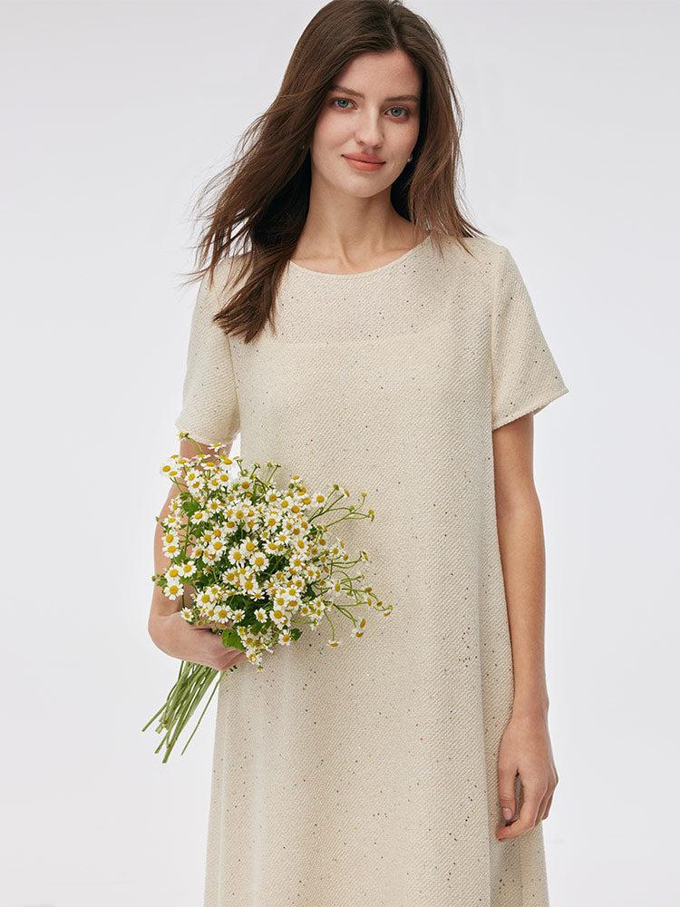 Tweed Sequins Fringed Edge Women Maxi Dress With Slip Dress Product Image