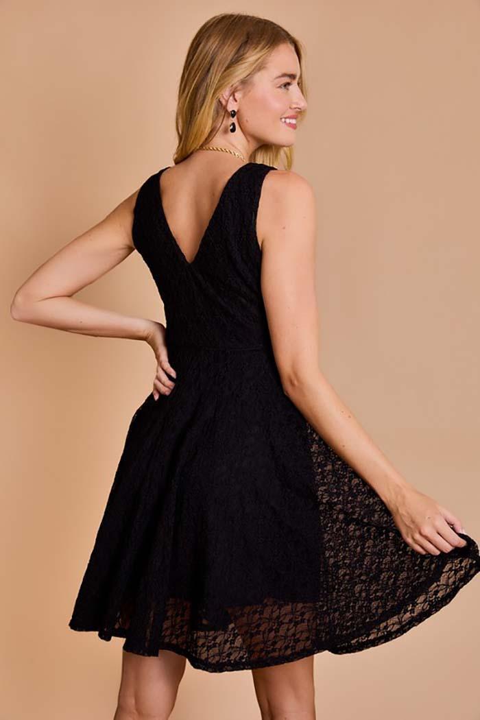 Sleeveless Back V-Neck Textured Dress Product Image