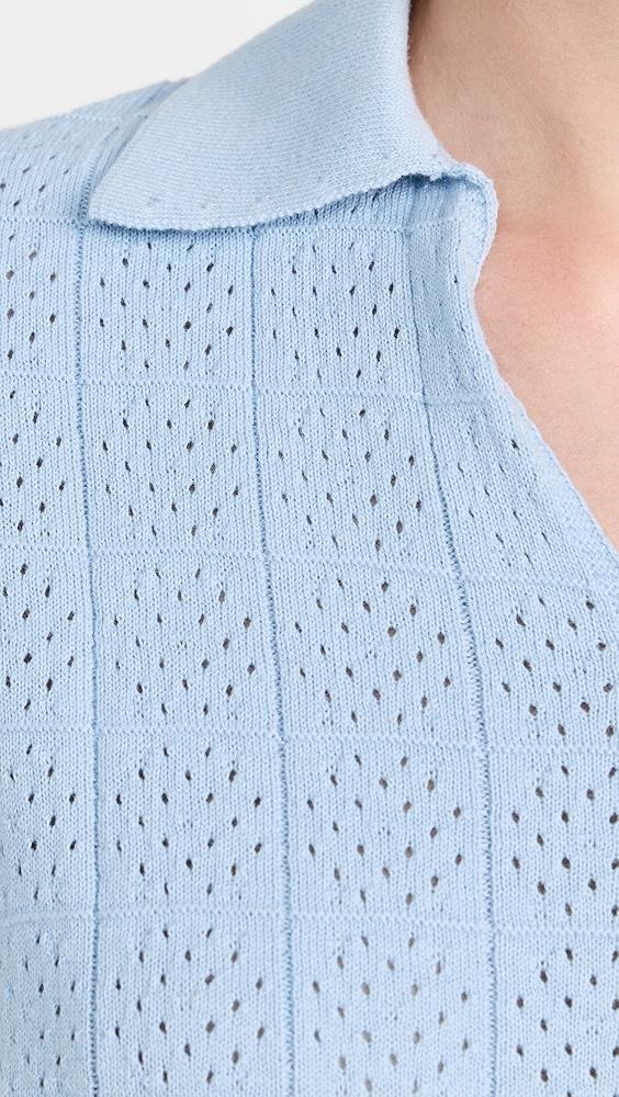 MONROW Crochet Knit Oversized Polo Tee | Shopbop Product Image