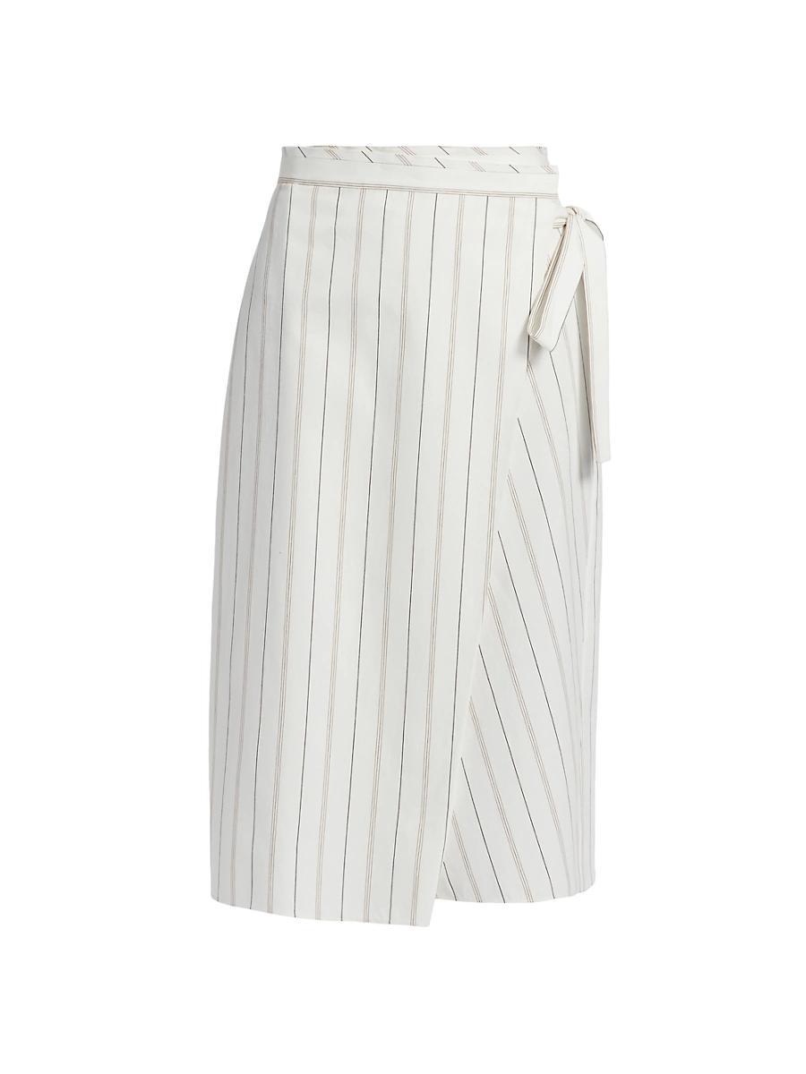 Womens Seedling Striped Cotton Wrap Midi-Skirt Product Image
