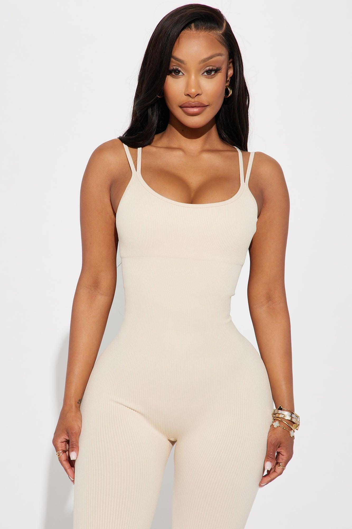 Effortless Joyce Ribbed Seamless Jumpsuit - Sand Product Image