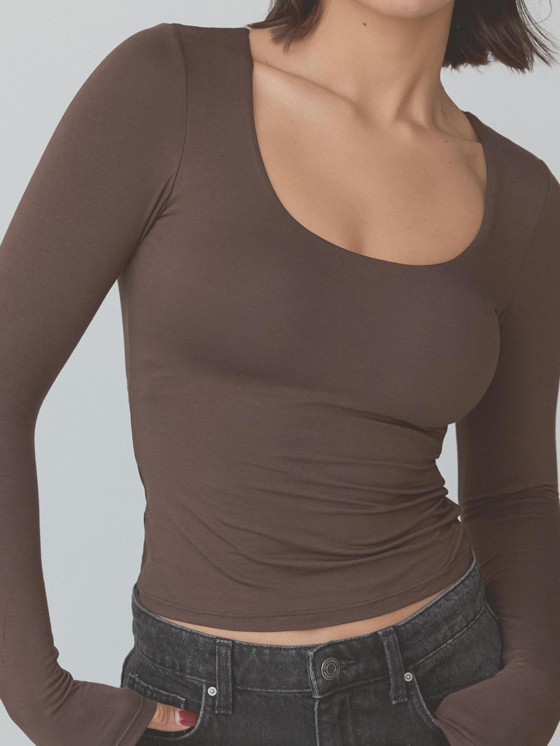 Solid Scoop Braless Long Sleeve Product Image