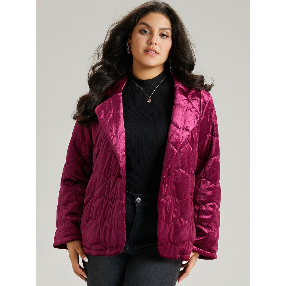 Plus Size Women Dailywear Plain Texture No stretch 14-16/1X Pocket Casual Cotton Jackets BloomChic Product Image