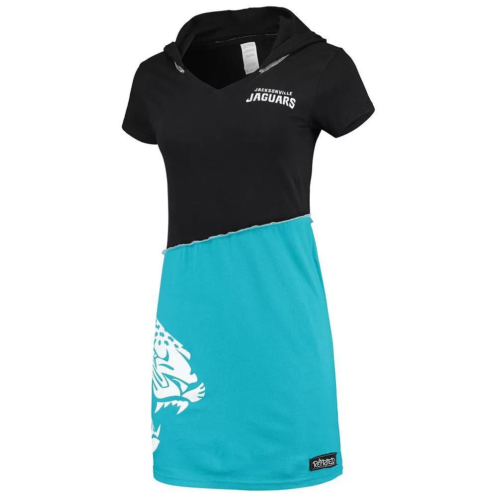 Women's Refried Apparel Black/Teal Jacksonville Jaguars Sustainable Hooded Mini Dress, Size: Large Product Image