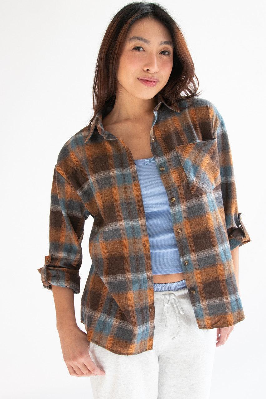 Roll Sleeve Flannel Shirt Product Image