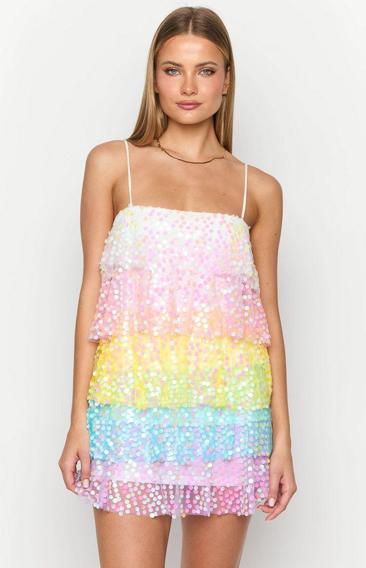 Darcy Rainbow Sparkle Mini Dress Product Image