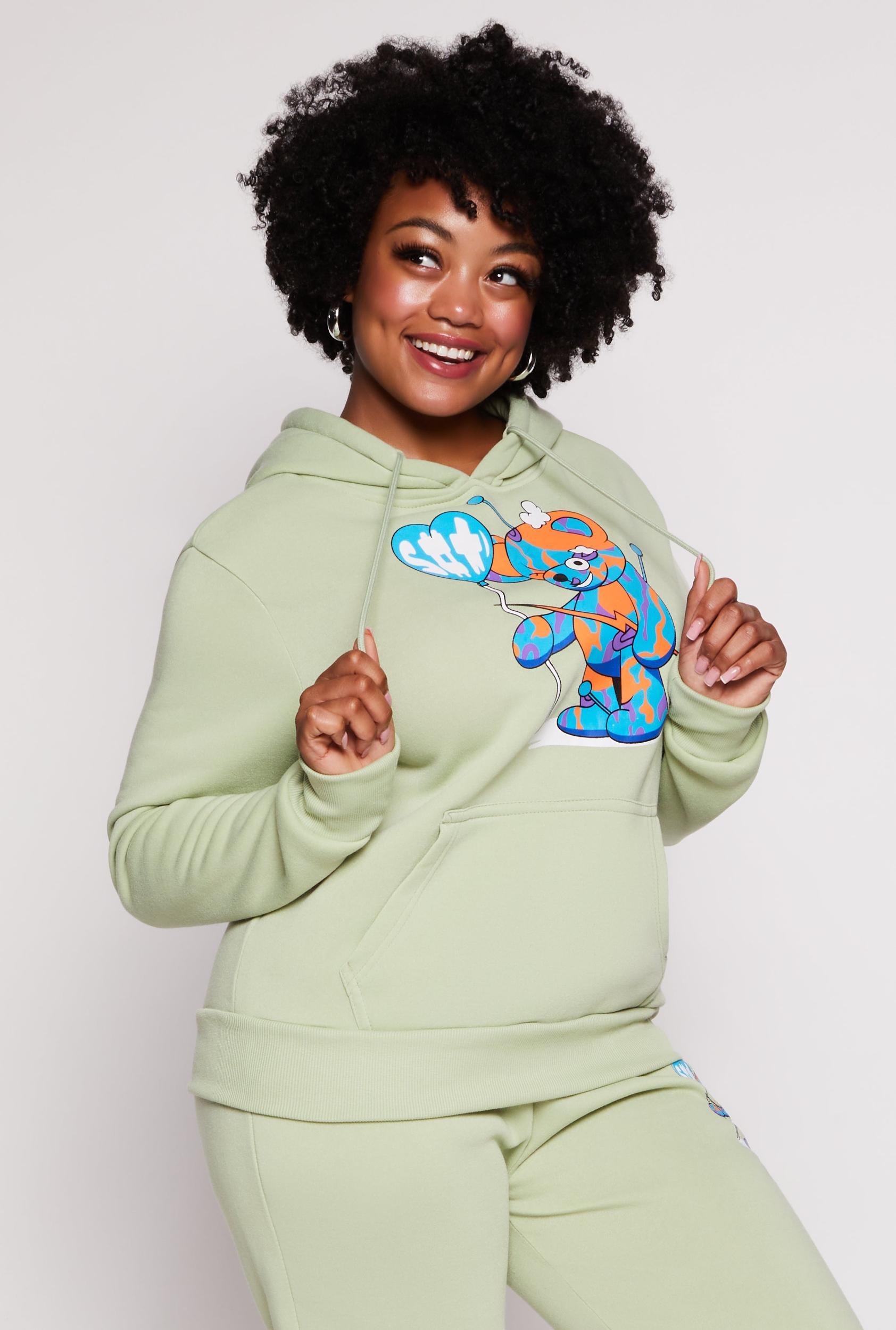 Womens Plus Size Bear Graphic Pullover Hoodie Product Image