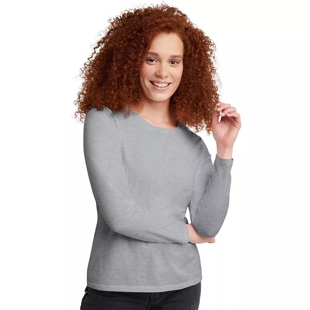 Women's Hanes® Originals Long Sleeve Crewneck Tee, Size: Large, White Product Image