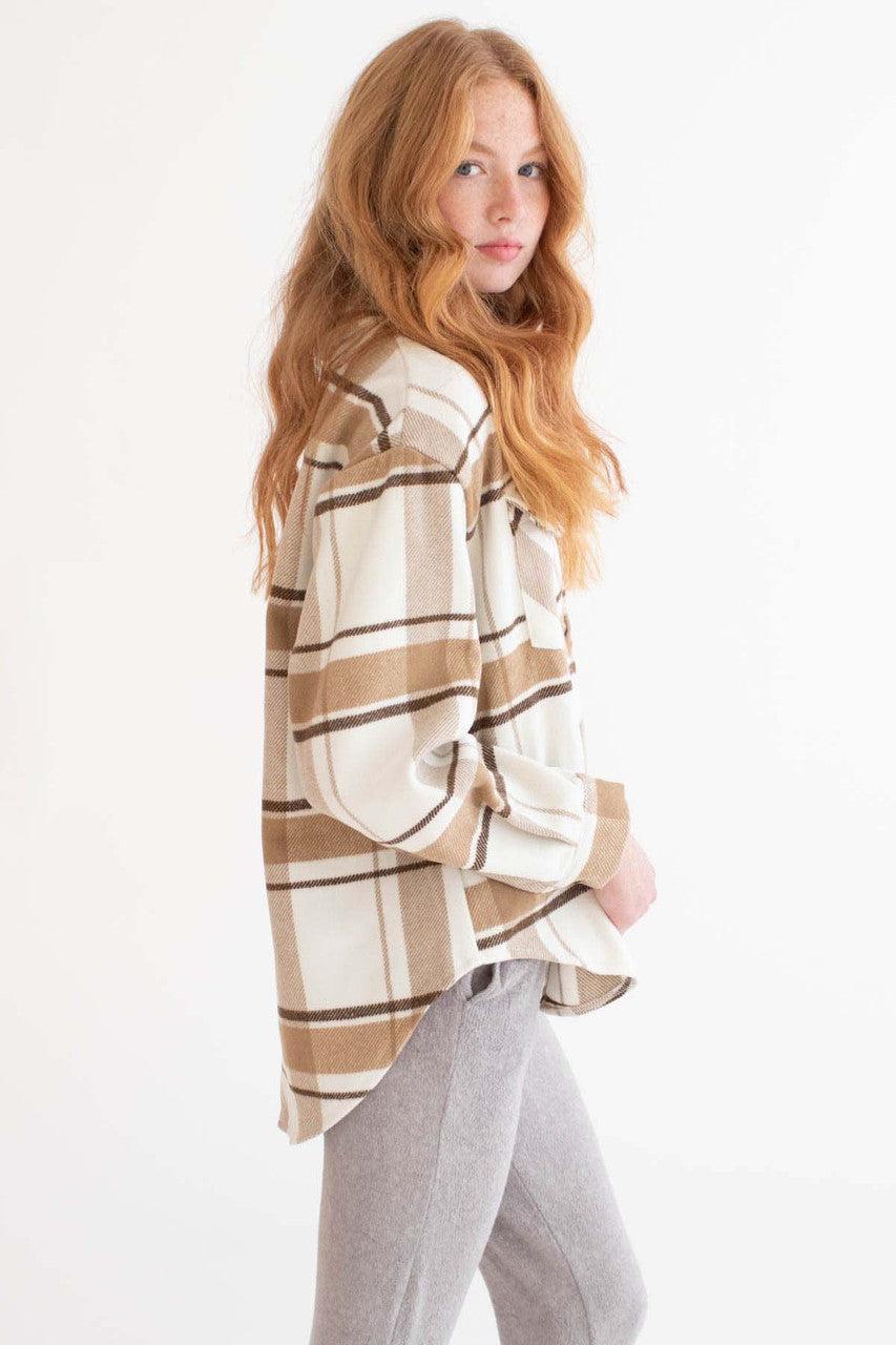 Mocha Brushed Plaid Jacket Product Image