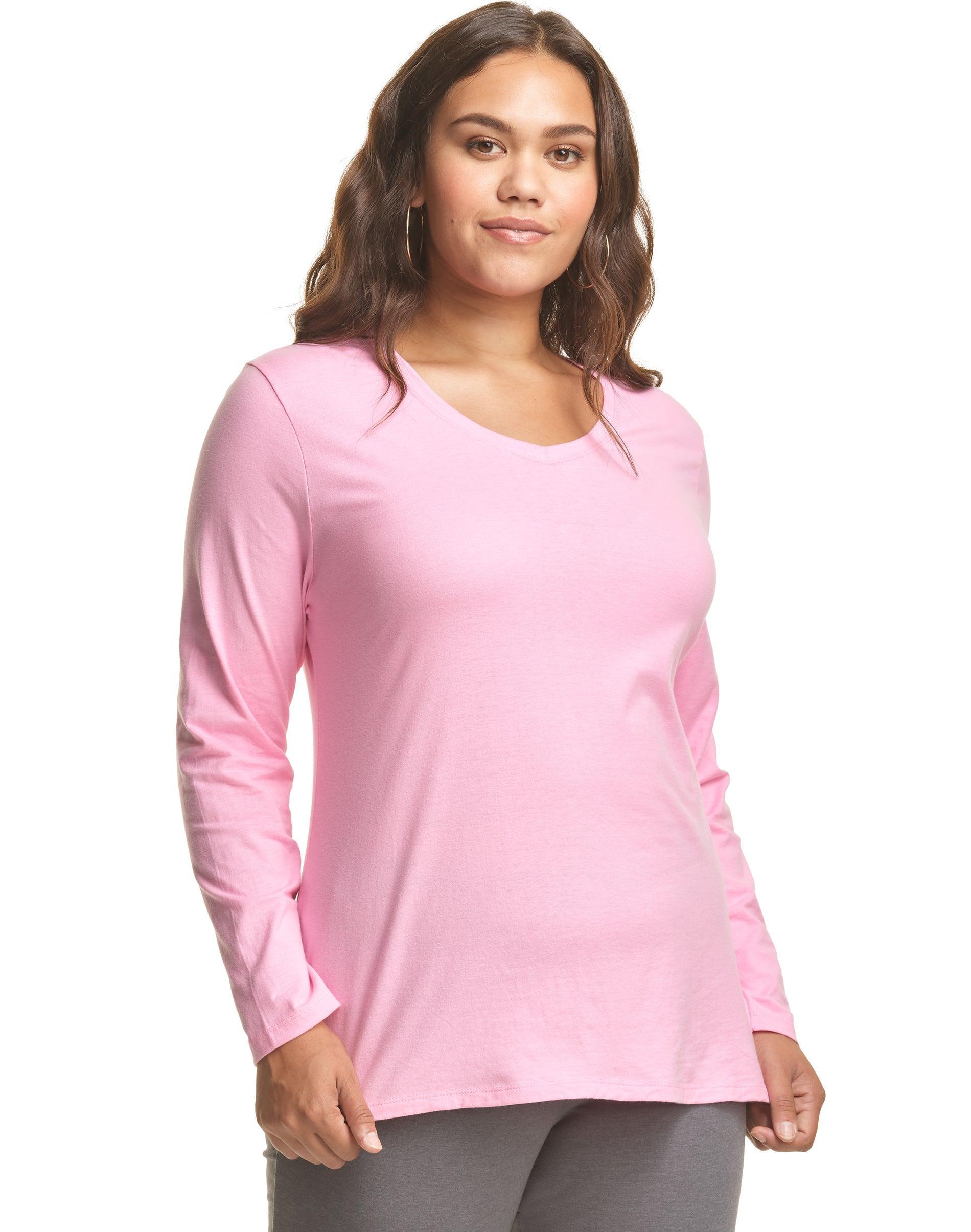 Hanes Womens Long Sleeve V-Neck Cotton T-Shirt (Plus Size) Allgood Gold 4X Product Image